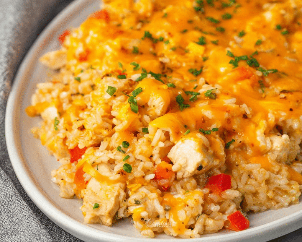 Cheesy Chicken and Rice Casserole For Spring