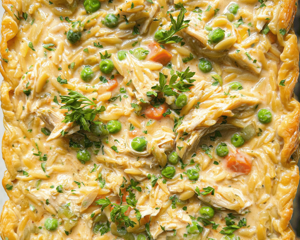 Chicken Pot Pie with Orzo For Spring Dinner