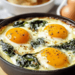 Coddled Eggs with Spinach For St Patrick's Day