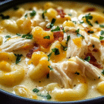 Creamy Chicken Macaroni Cheese Soup