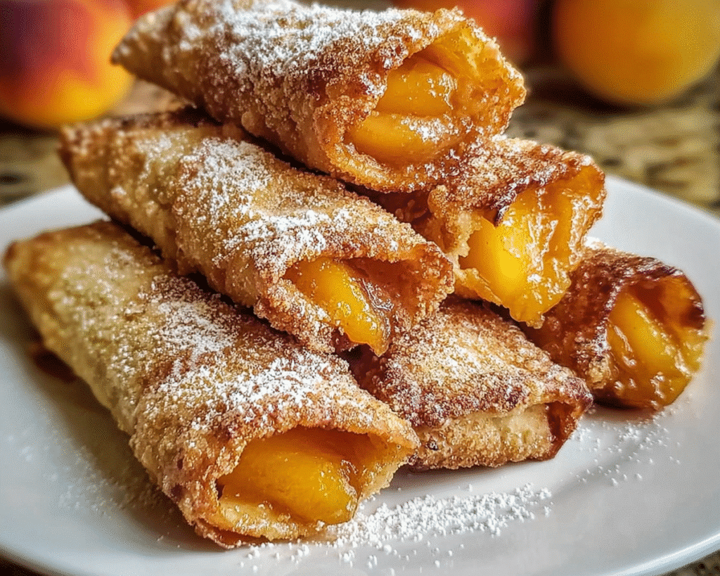Crispy Peach Cobbler Egg Rolls For Spring