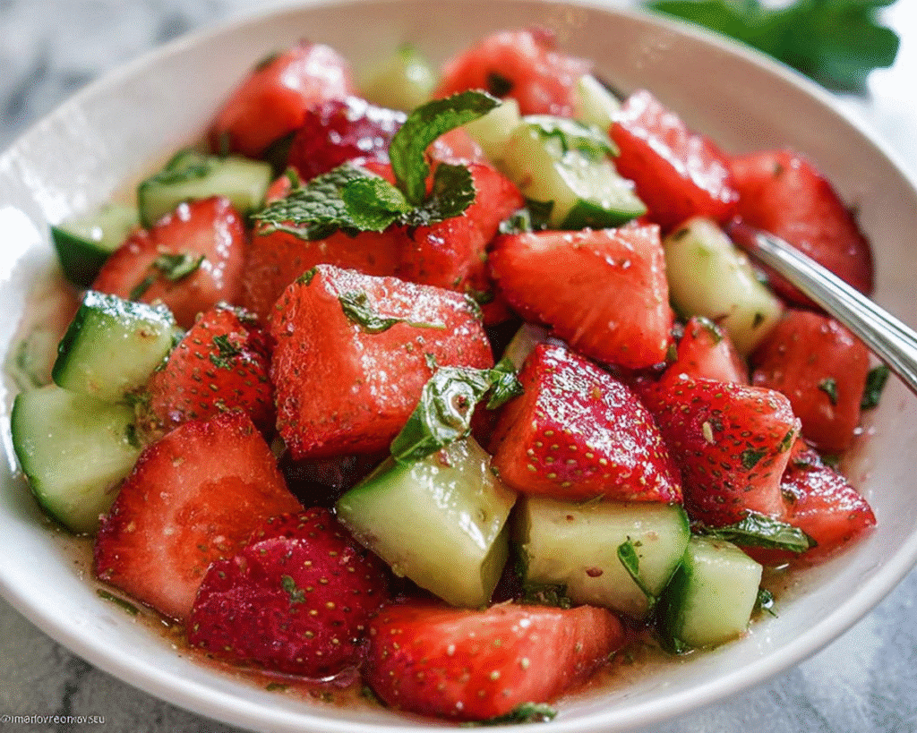 Cucumber Strawberry Salad For Spring Dinner