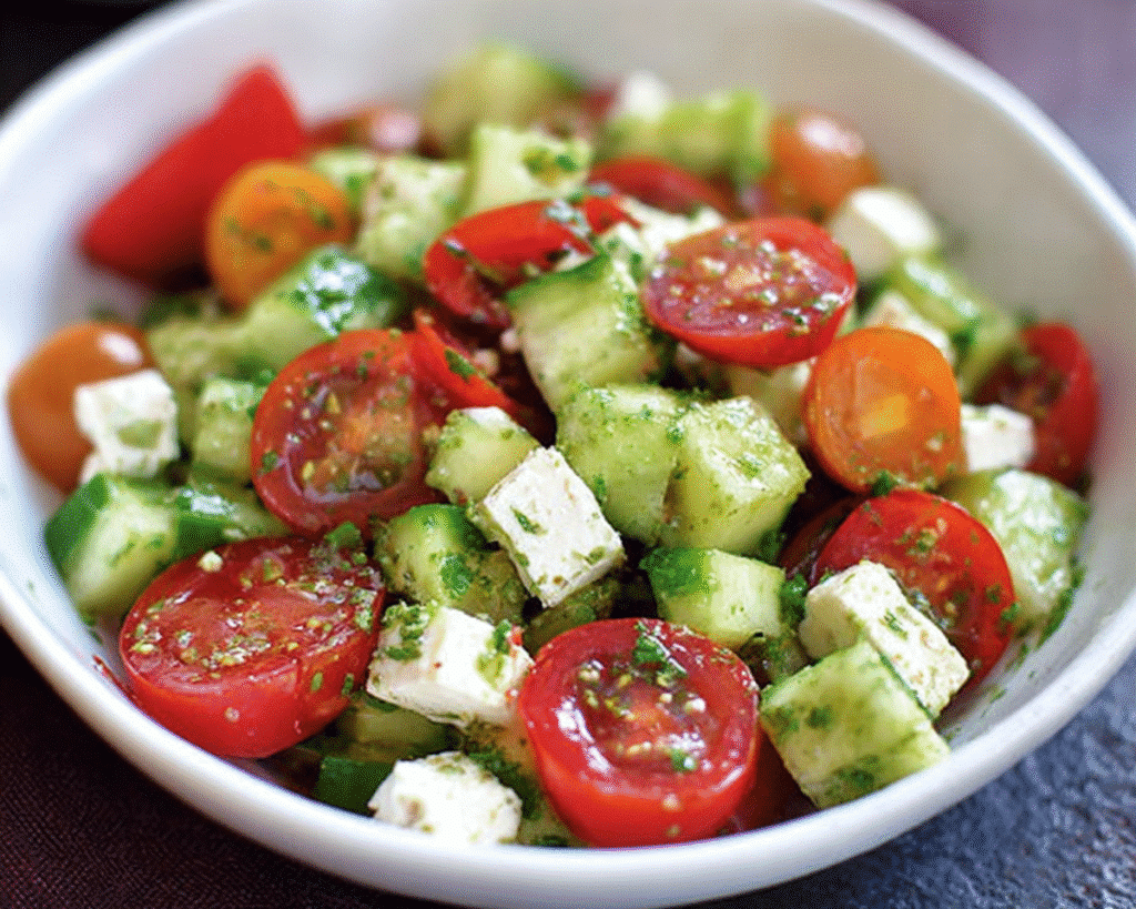 Cucumber and Tomato Salad with Feta For Spring