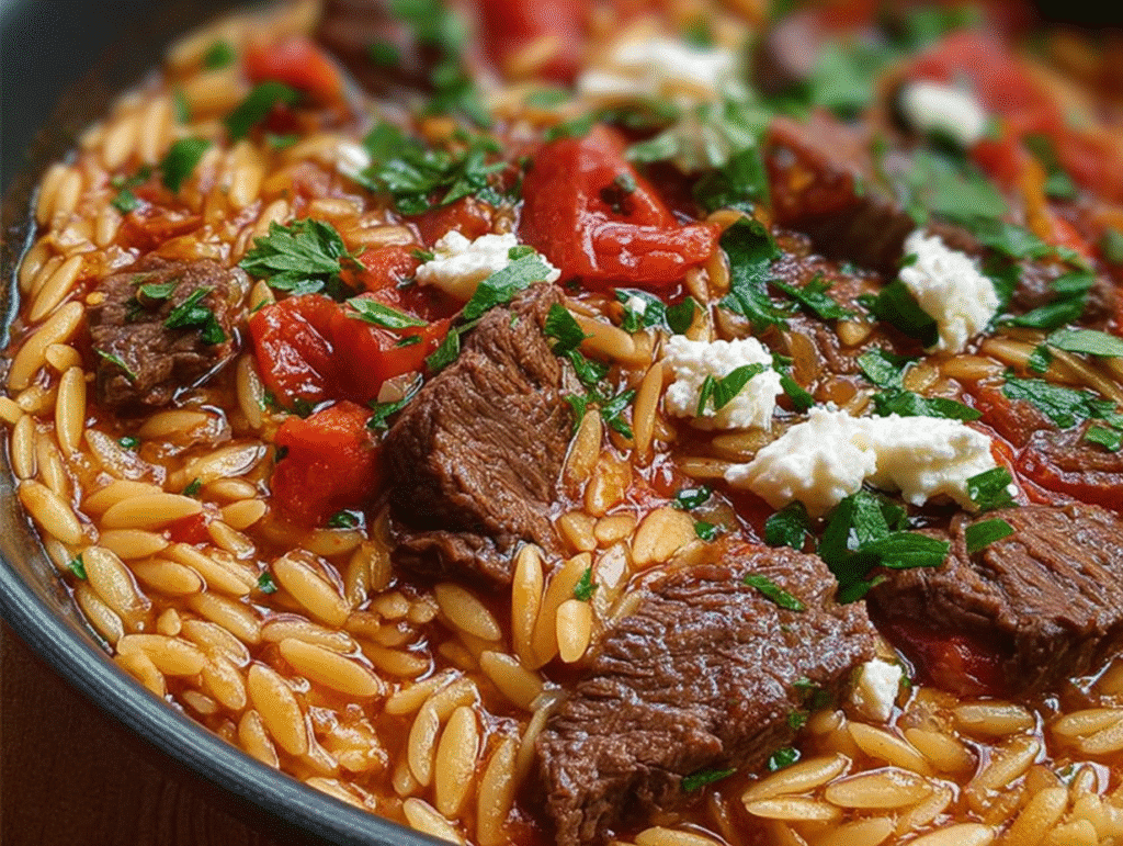 Greek Manestra Beef Orzo