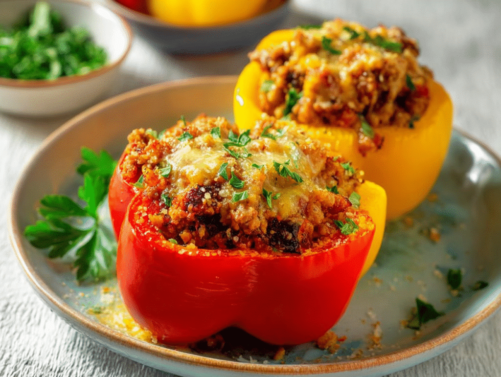 Ground Turkey Stuffed Bell Peppers