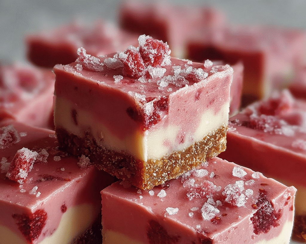 No-Bake Strawberry Fudge Squares For Spring