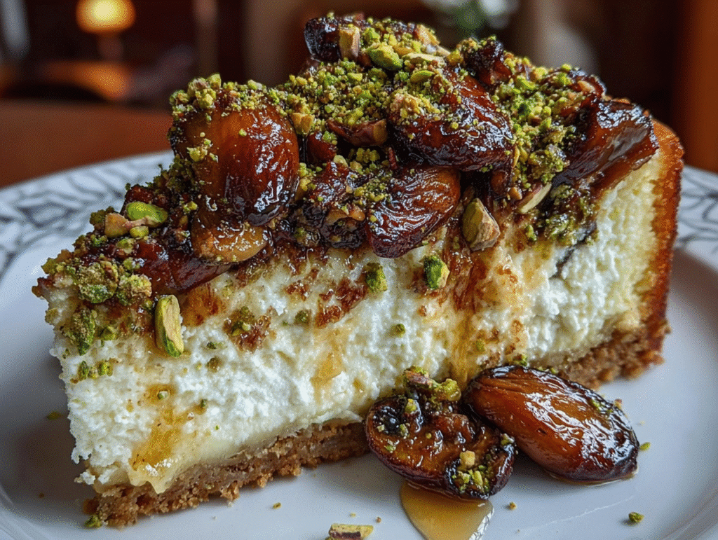 Pistachio and Mushroom Cheesecake with Feta & Parmesan Crust