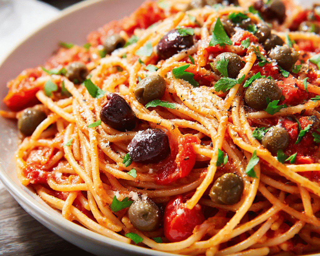 Quick Pasta Puttanesca For Spring