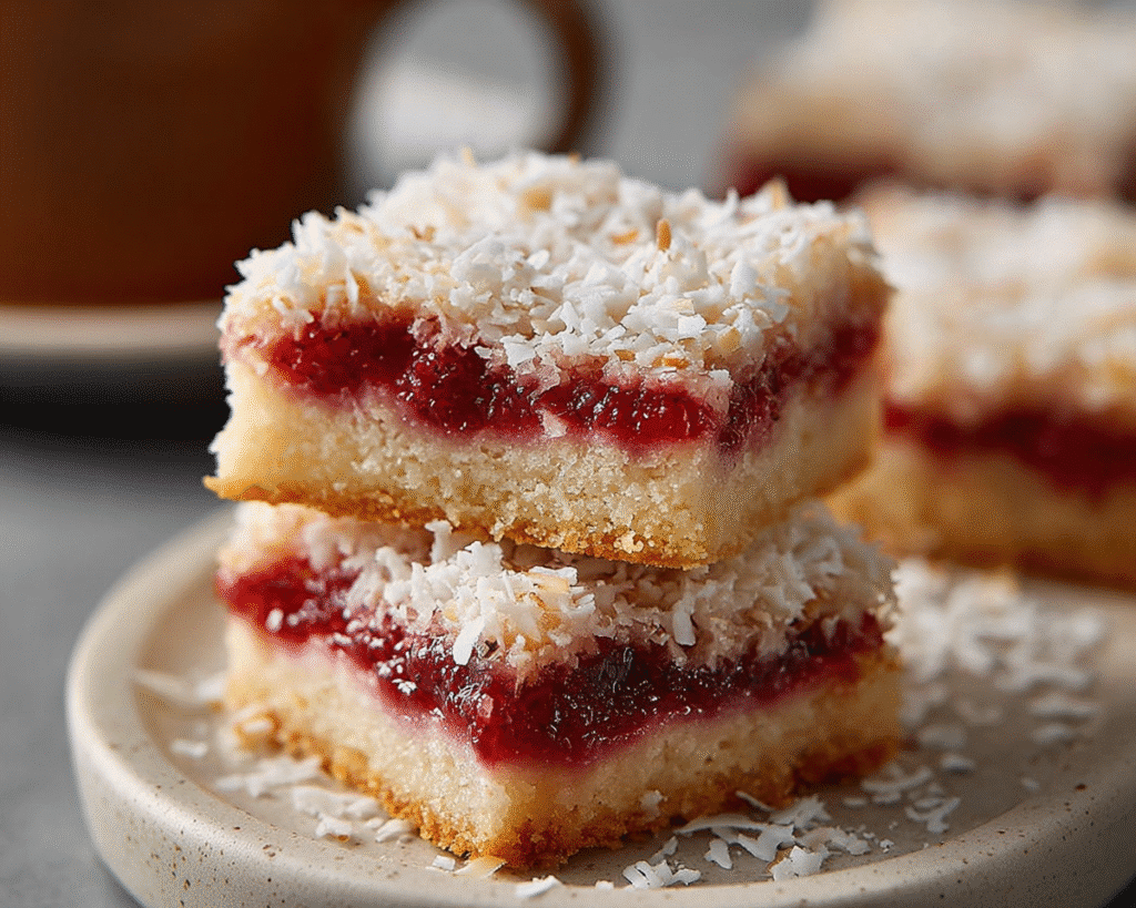 Raspberry Coconut Bars with Almond Crust For Spring