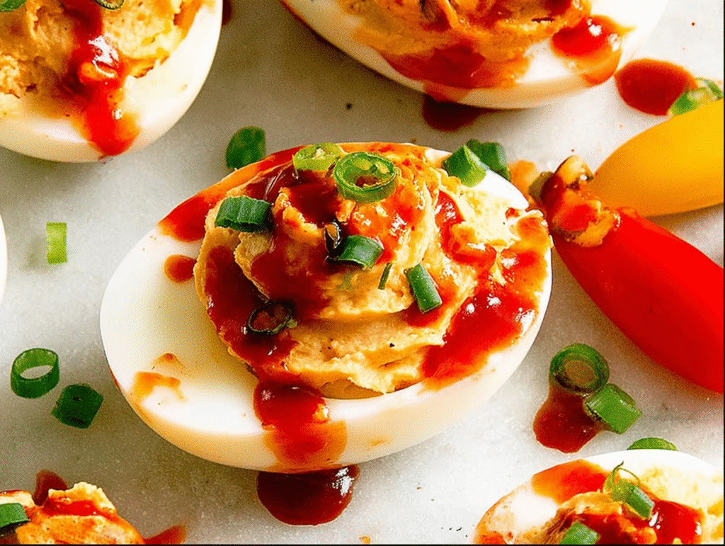 Spicy Gochujang Deviled Eggs