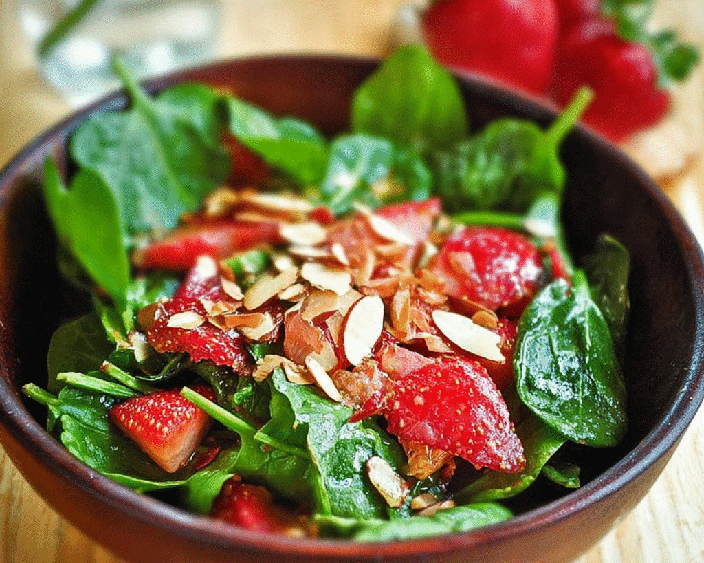 Spinach, Strawberry, and Almond Salad For Spring