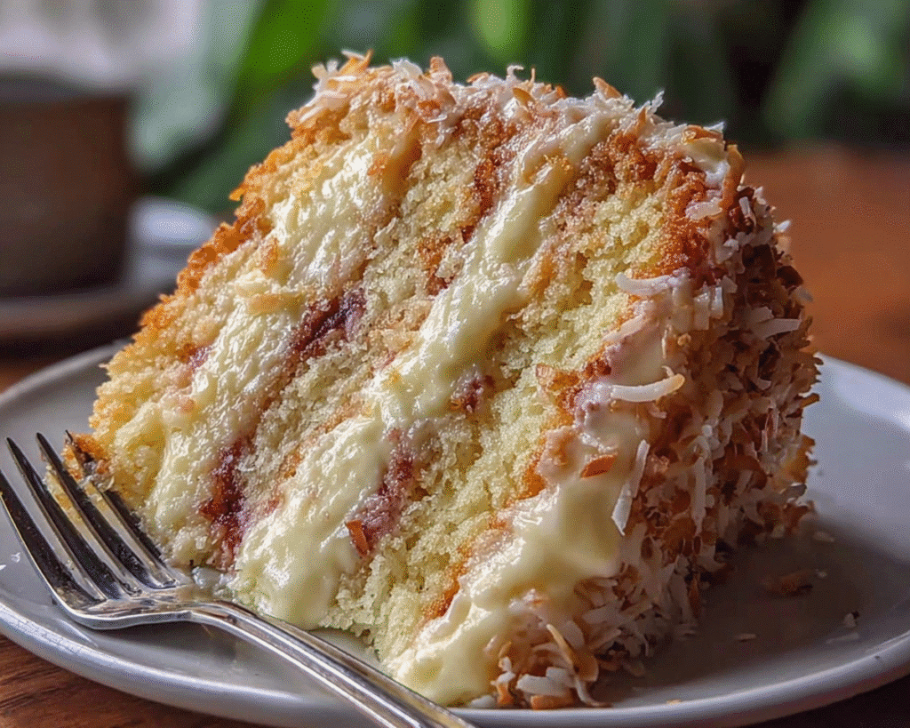 White German Chocolate Cake with Cheesecake Swirl