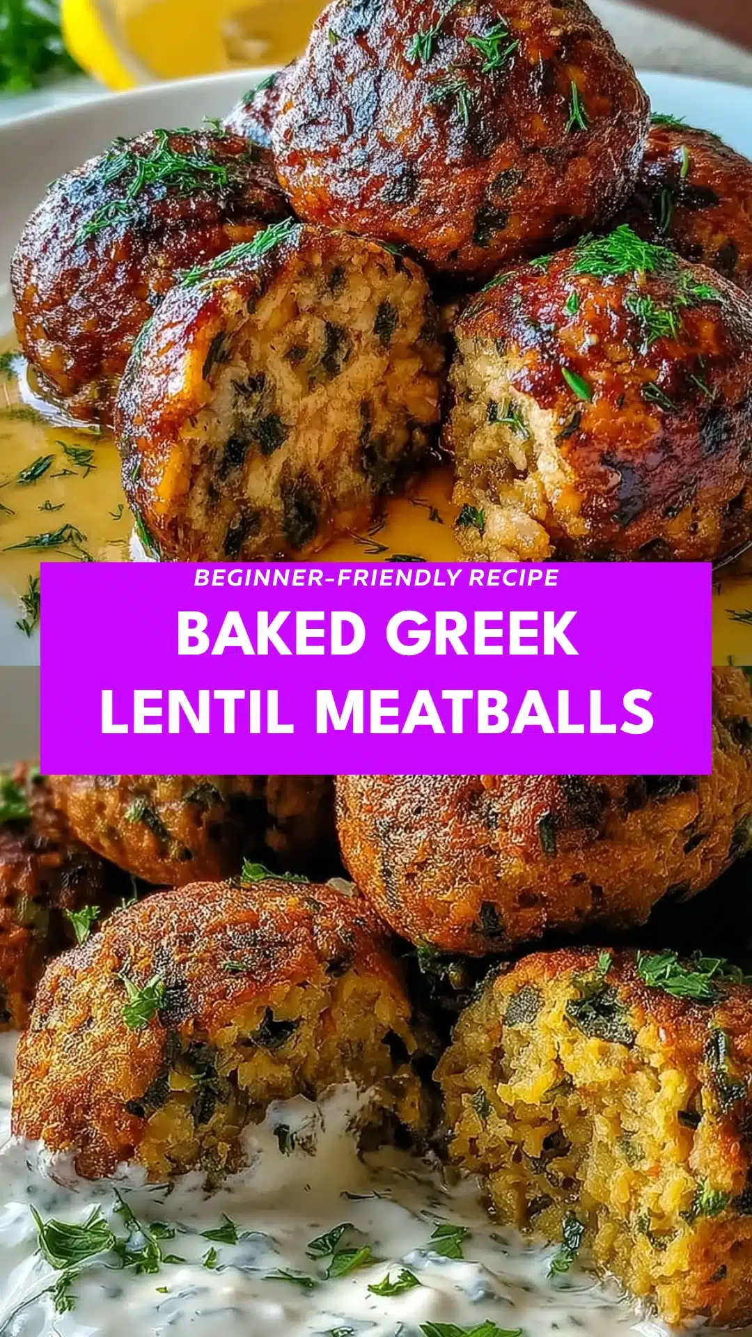 Baked Greek Lentil Meatballs