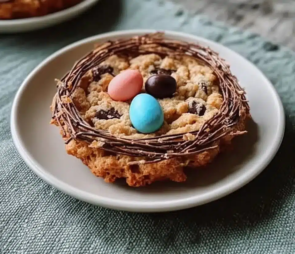 Delicious Birds Nest Cookies with chocolate and coconut toppings