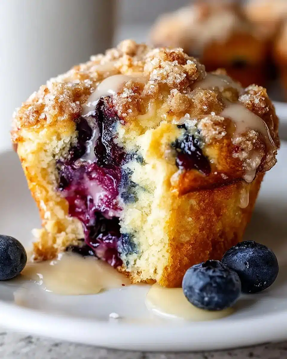 Freshly baked Blueberry Monkey Bread Muffins topped with blueberries.