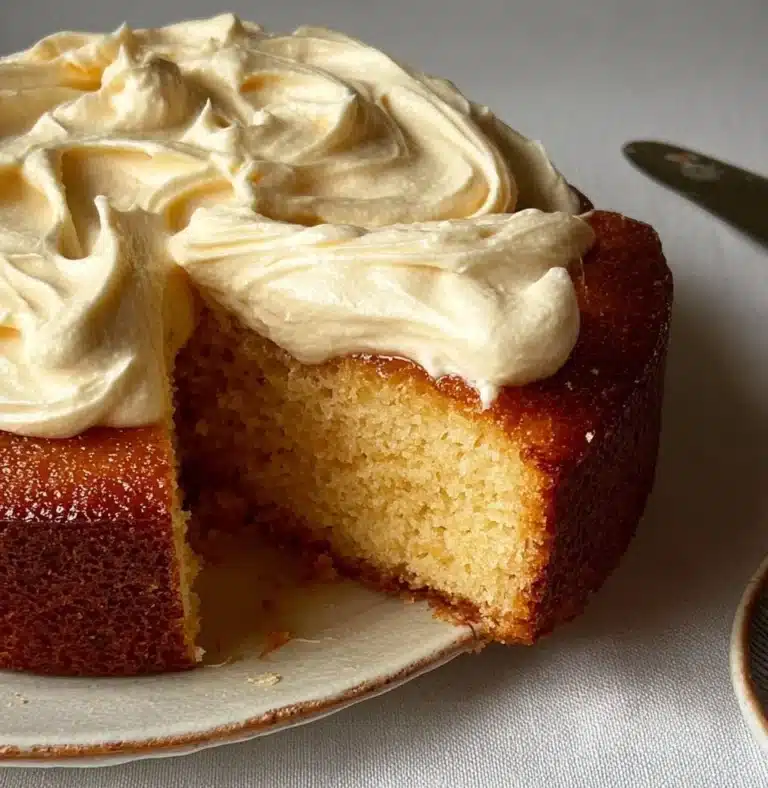 Delicious Burnt Honey Cream and Orange Cake on a serving plate