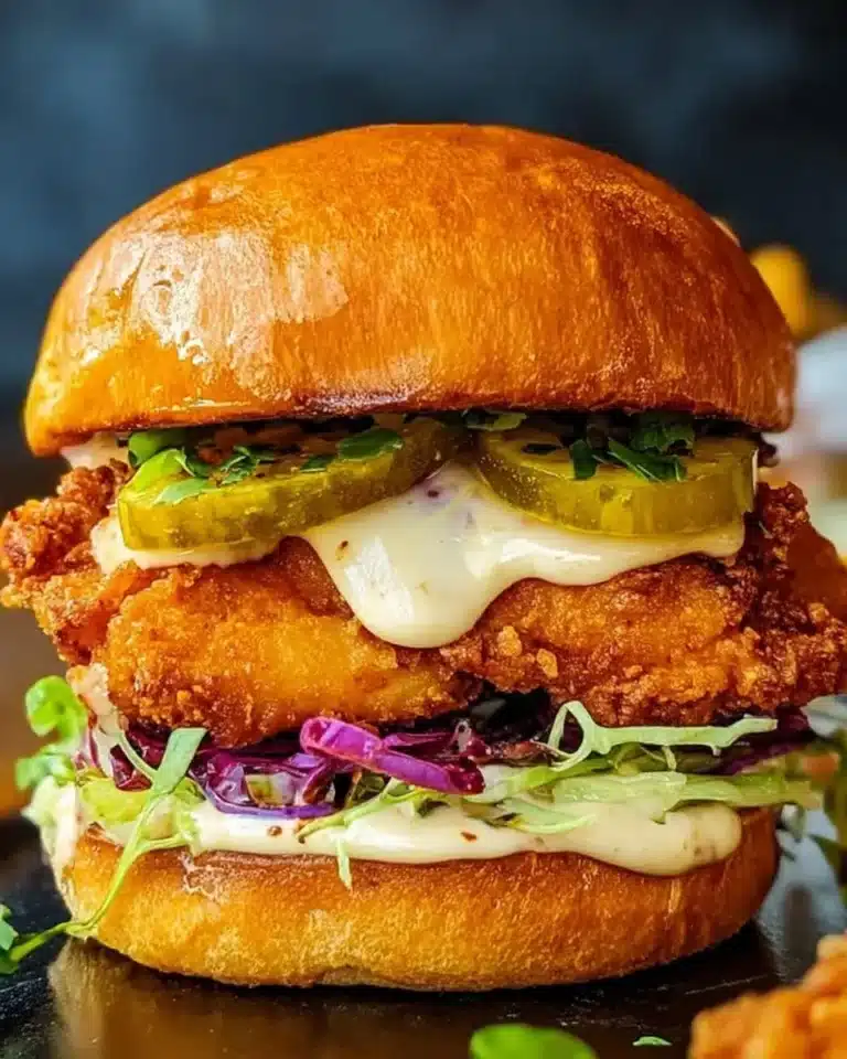 Buttermilk Fried Crispy Chicken Burger served with fresh ingredients