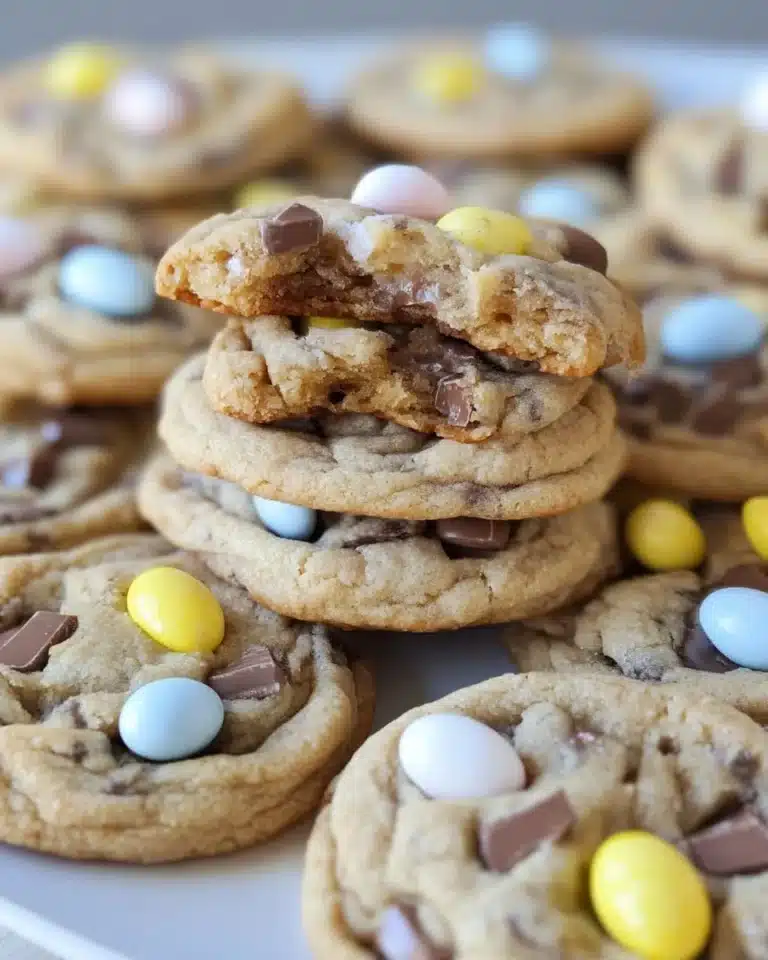 Delicious Cadbury Egg Cookies decorated with chocolate and pastel colors.