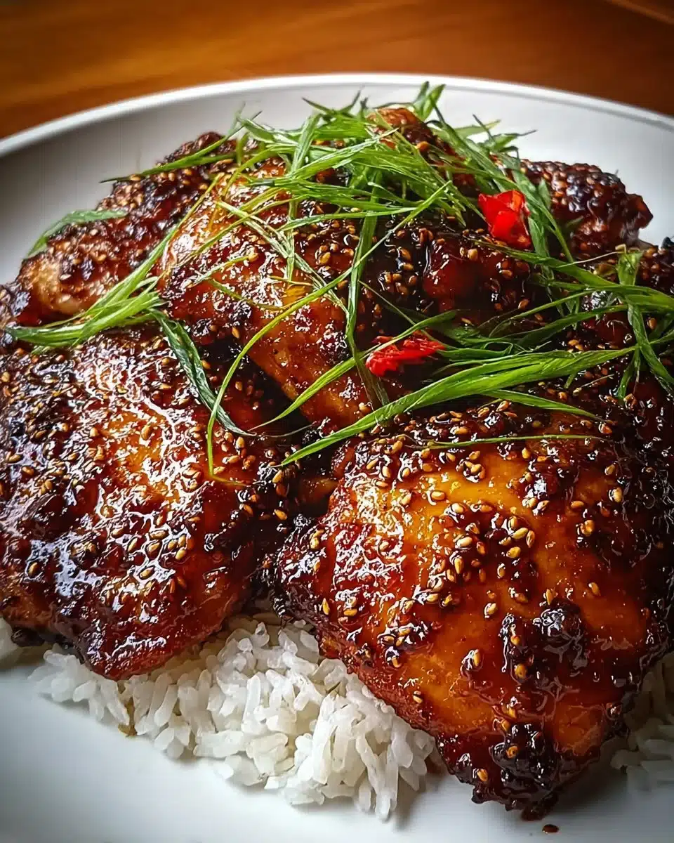 Delicious caramelized soy sauce chicken served on a plate