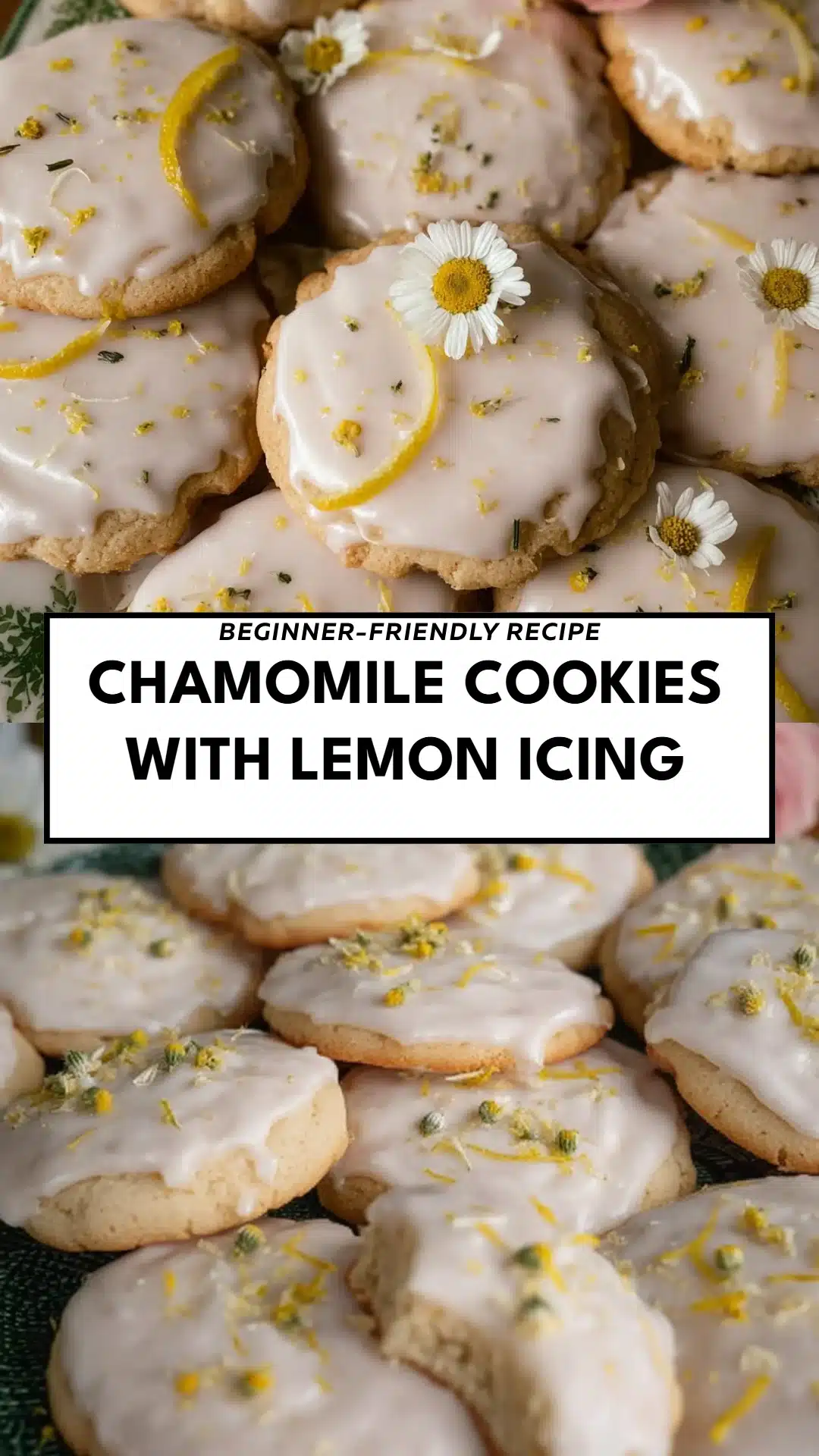 Chamomile Cookies with Lemon Icing