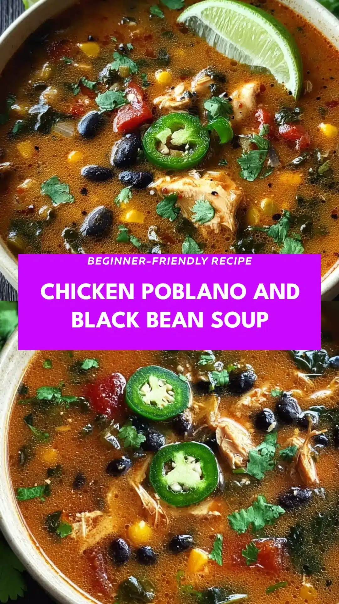 Chicken Poblano and Black Bean Soup