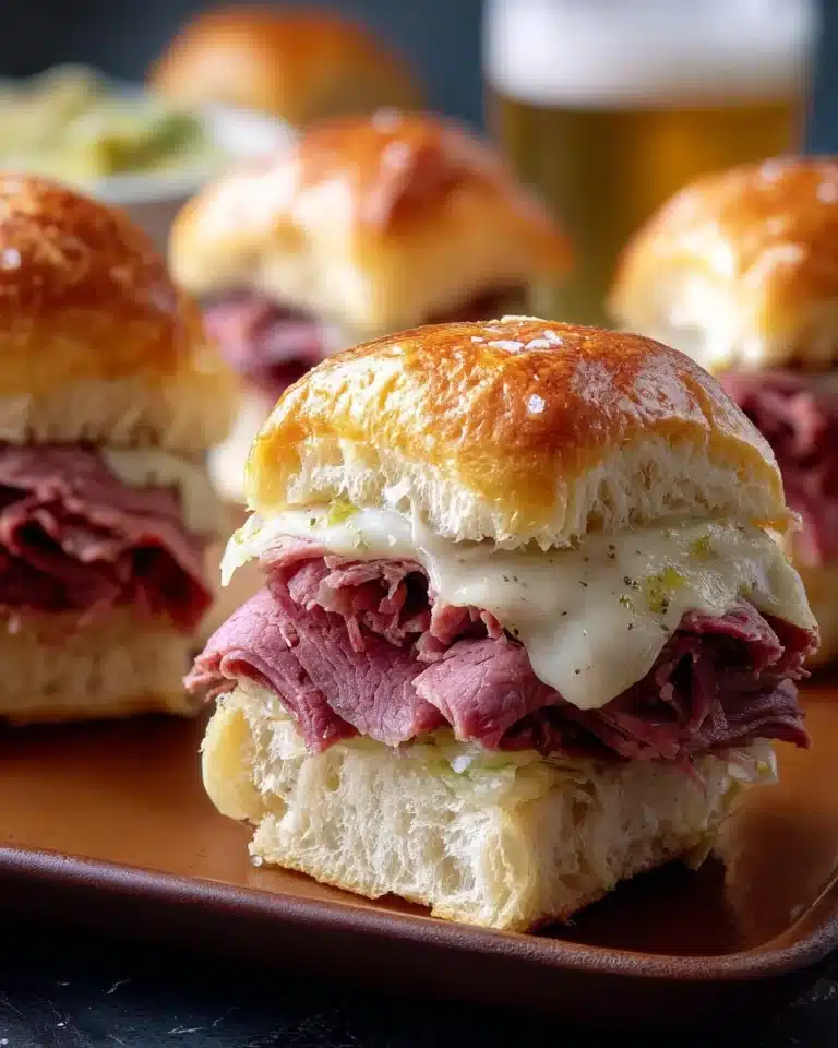 Delicious corned beef sliders served on a platter