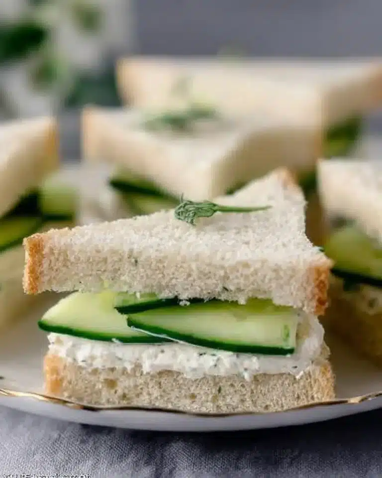 Cucumber sandwiches on a plate, a classic light snack for tea time.