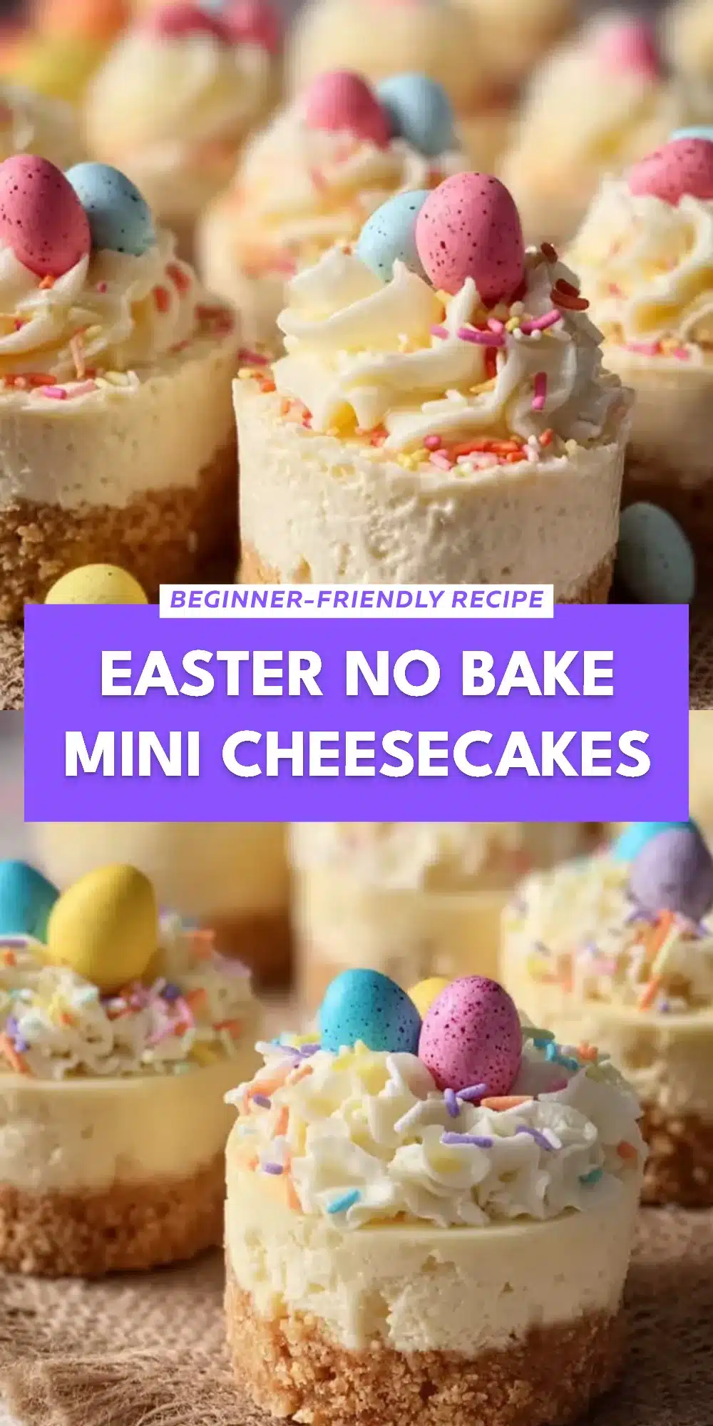 Easter No Bake Mini Cheesecakes