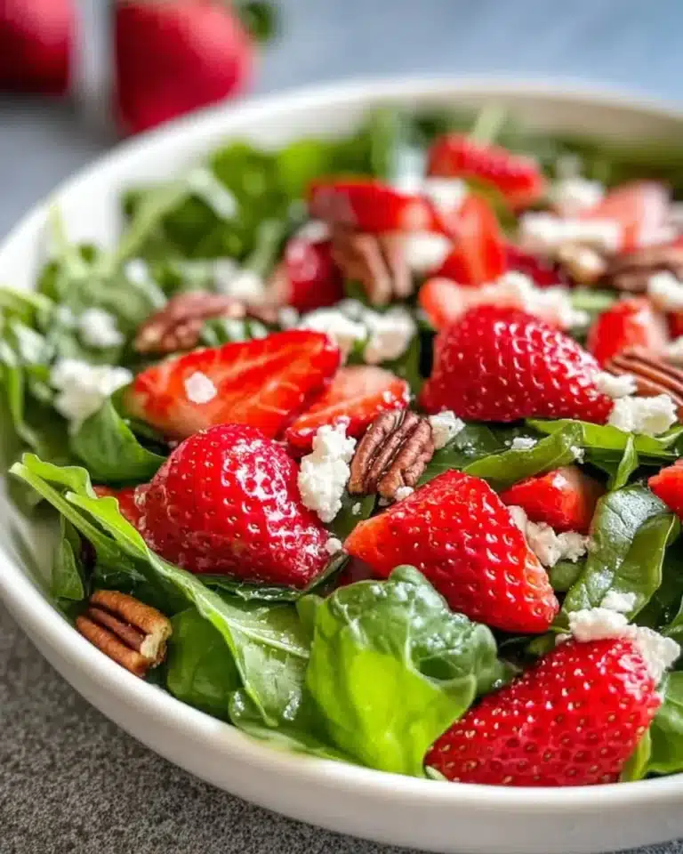 Easter Strawberry Spring Salad with fresh strawberries and greens