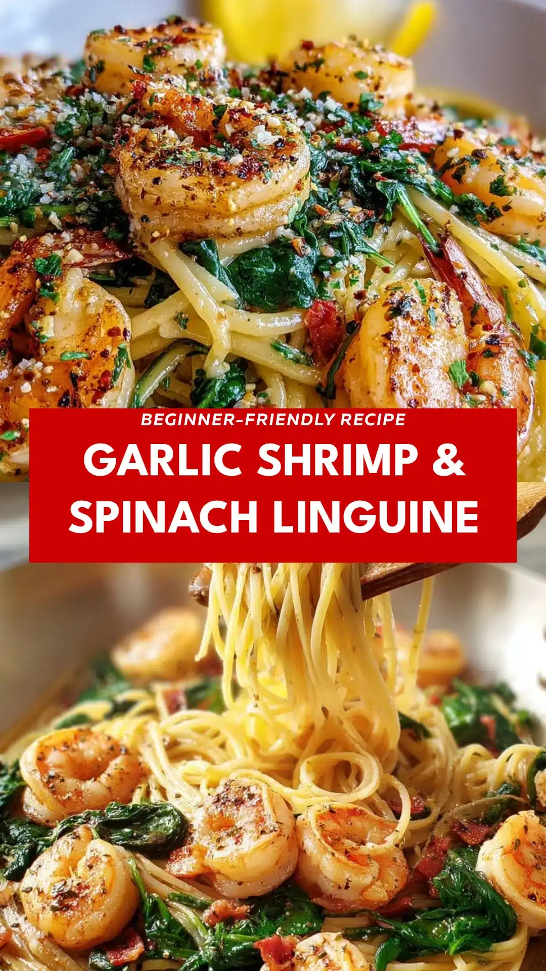 Garlic Shrimp & Spinach Linguine