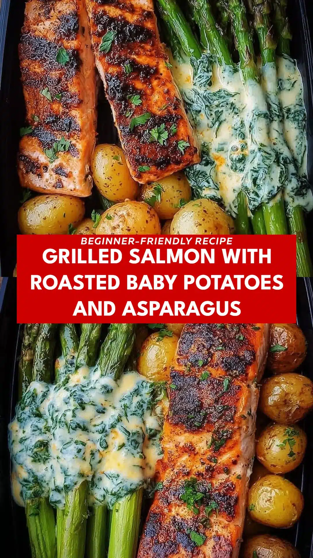 Grilled Salmon with Roasted Baby Potatoes and Asparagus