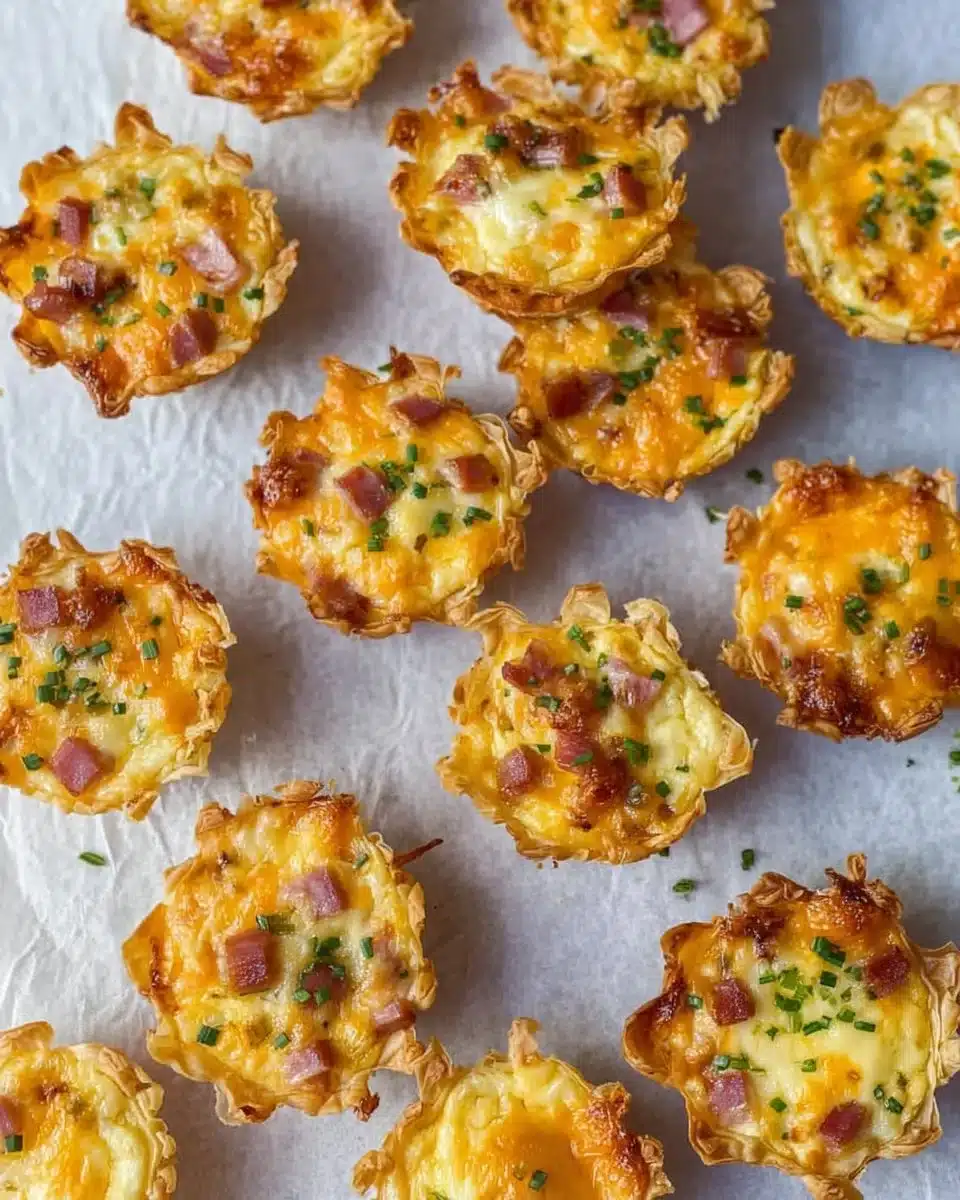 These Ham & Cheese Mini Quiches are quick to make and SO delicious! Cheesy bites wrapped in flaky phyllo dough… | Mini quiche recipes, Sunday brunch food, Easy brunch