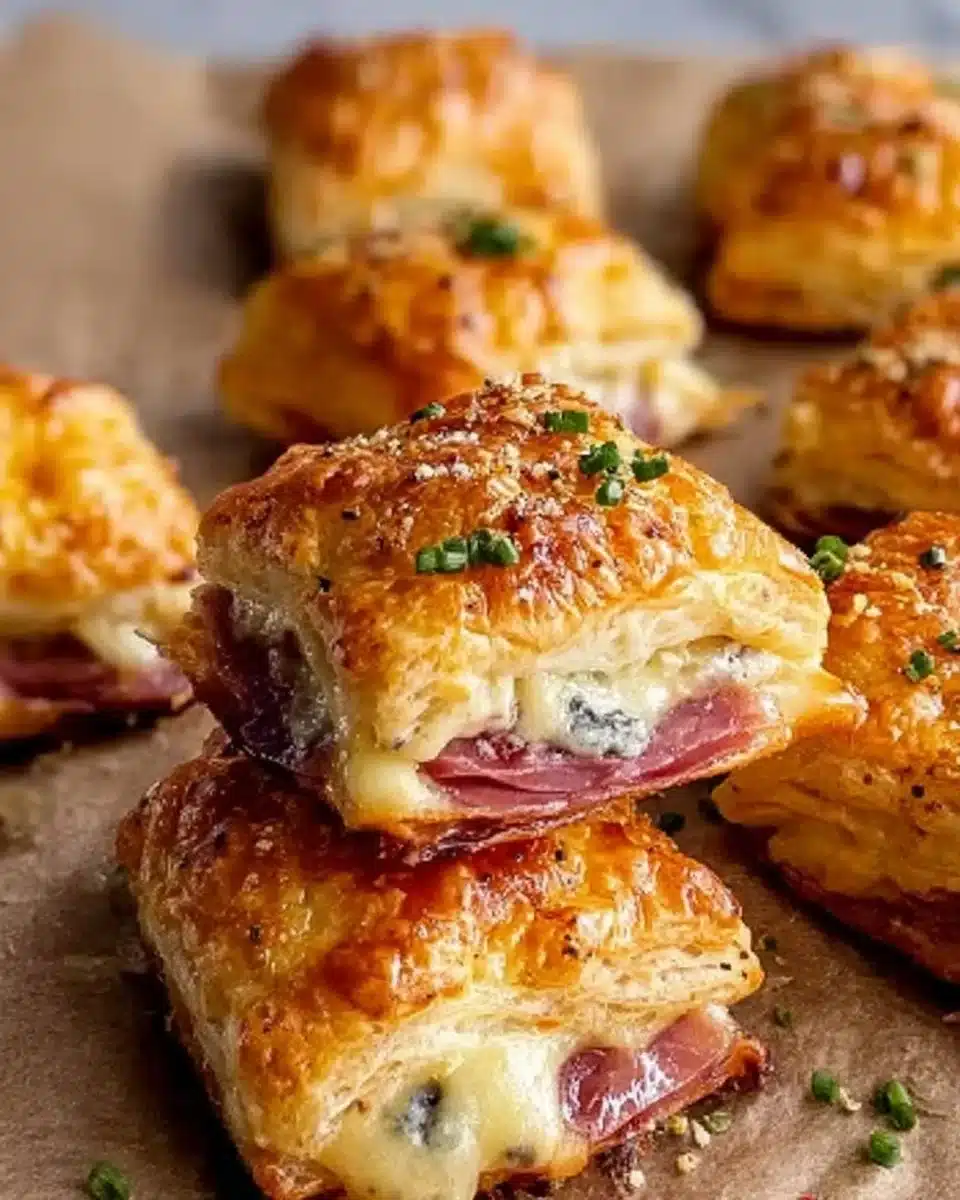 Homemade ham and cheese puffs served on a platter