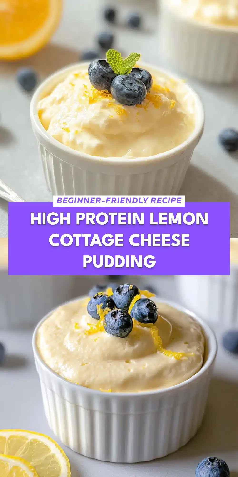 High Protein Lemon Cottage Cheese Pudding
