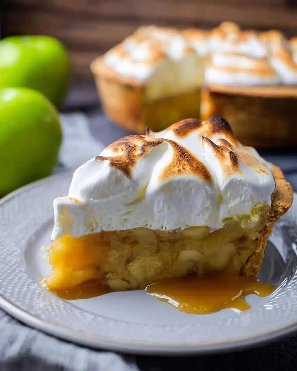 Irish Apple Amber Dessert with glazed apples and creamy texture