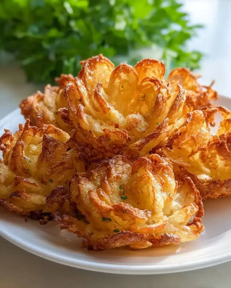 Plate of mini blooming onions served with dipping sauce