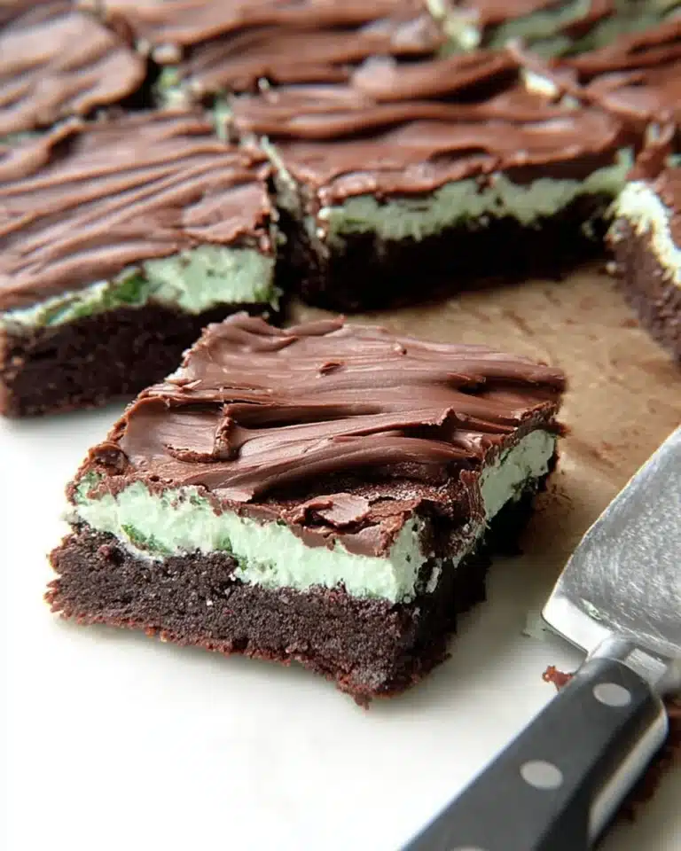 Delicious homemade mint brownies with a rich chocolate layer and mint frosting