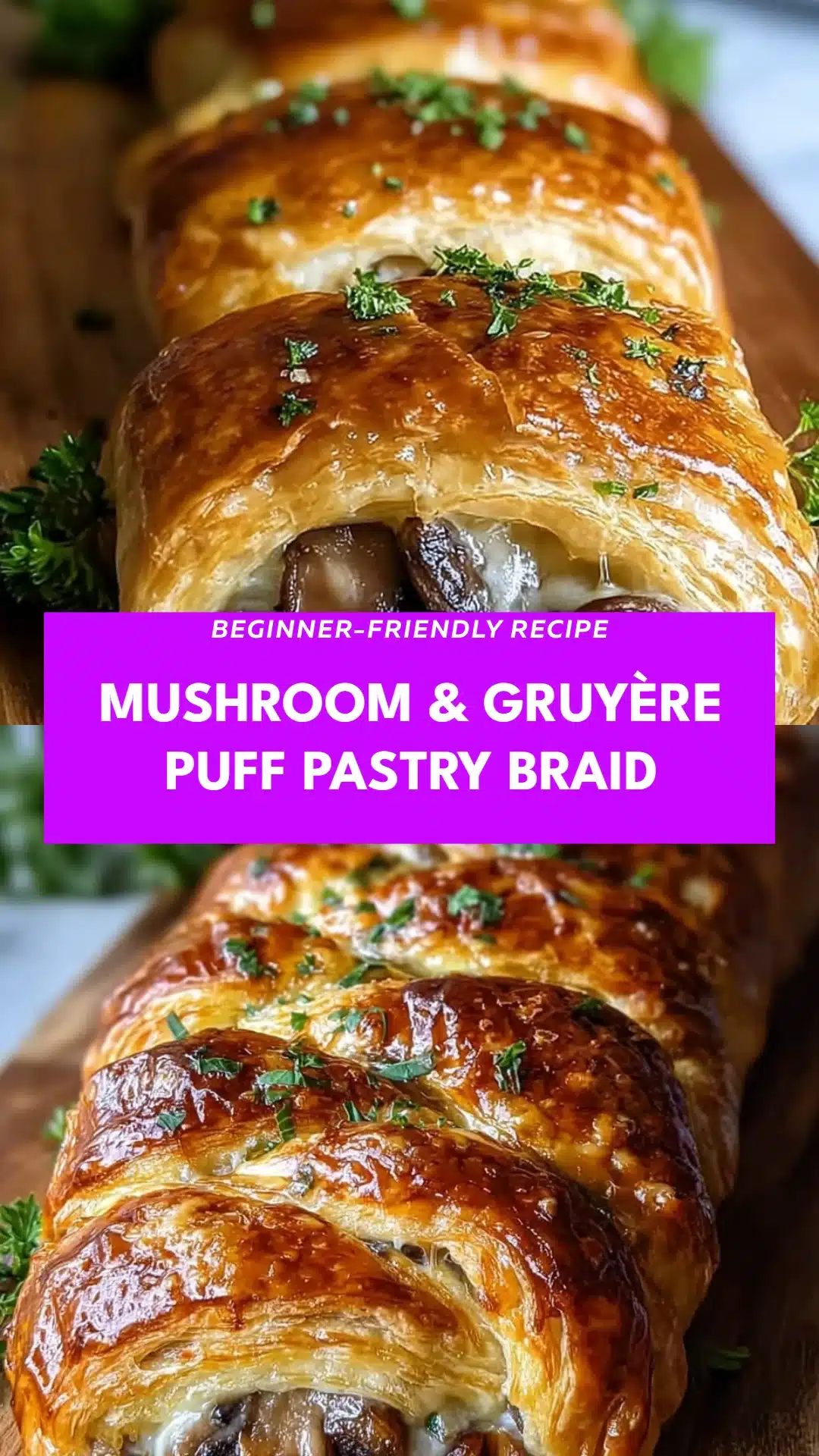 Mushroom & Gruyère Puff Pastry Braid