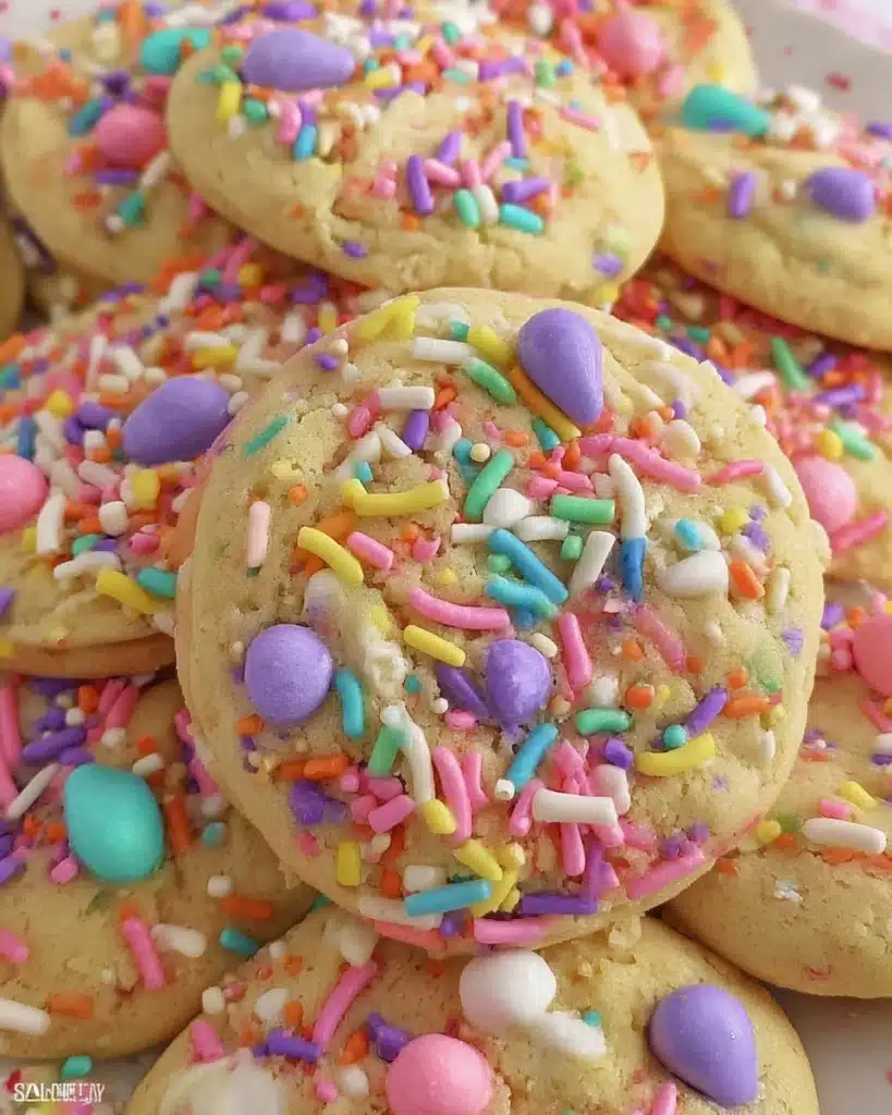 Colorful pastel Easter cookies decorated for a festive celebration