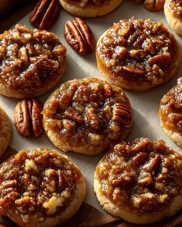 Delicious pecan pie cookies with a nutty pecan topping and warm spices