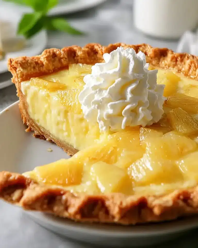 Delicious homemade Pineapple Pie with golden crust and fresh pineapple filling