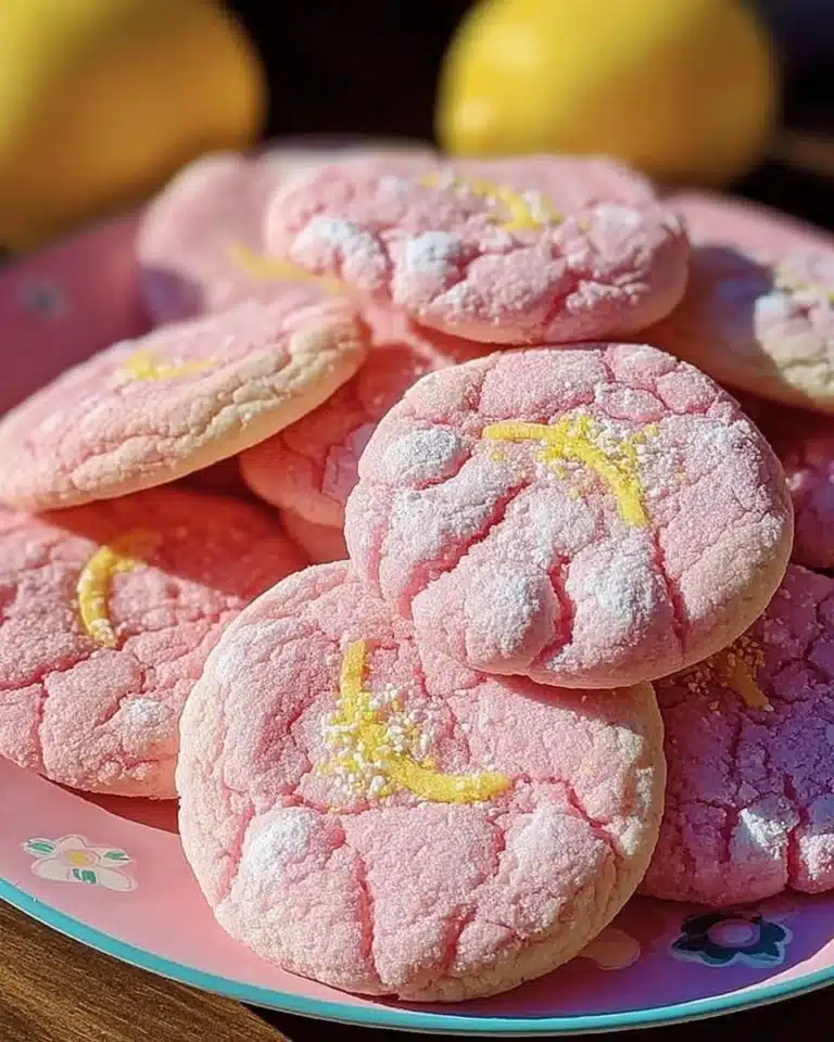 Delicious pink lemonade cookies with a zesty lemon flavor and pink icing