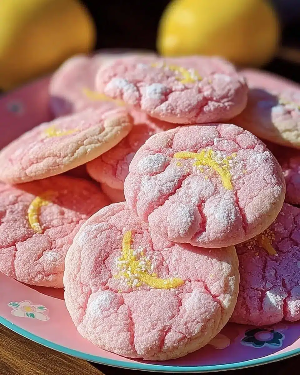 Delicious pink lemonade cookies with a zesty lemon flavor and pink icing