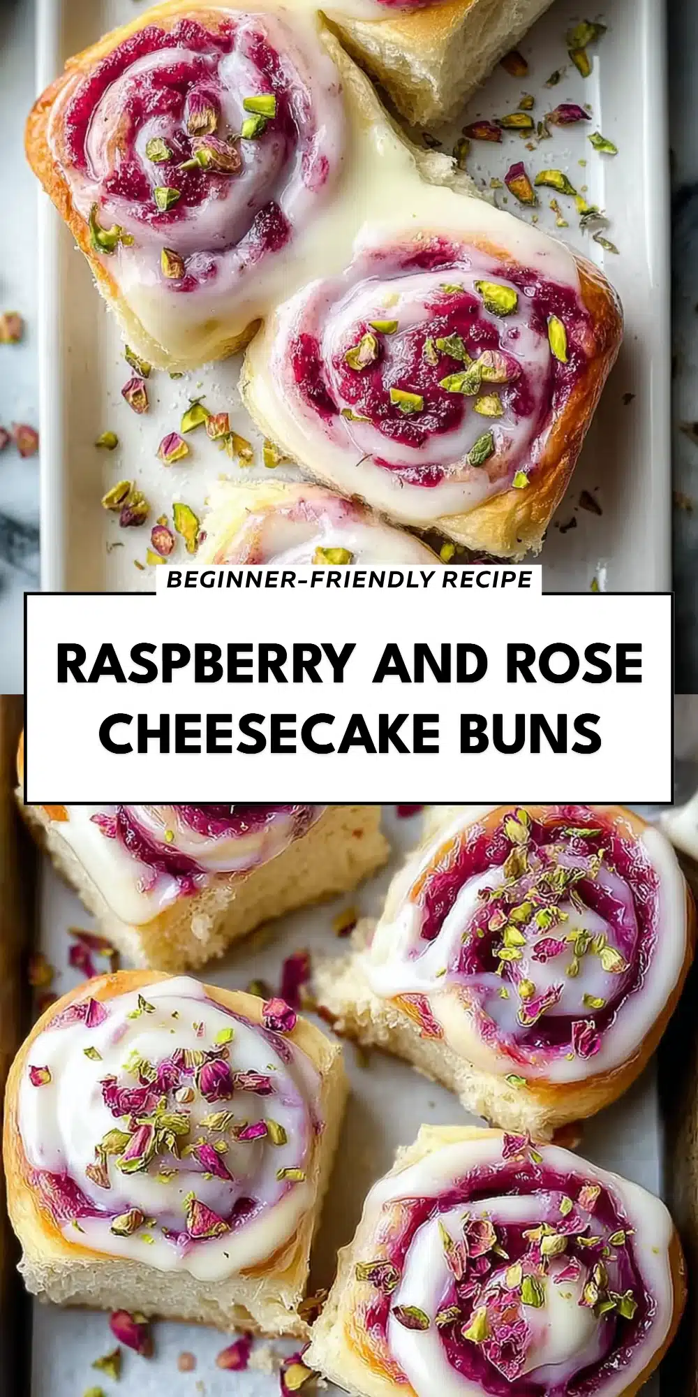 Raspberry and Rose Cheesecake Buns