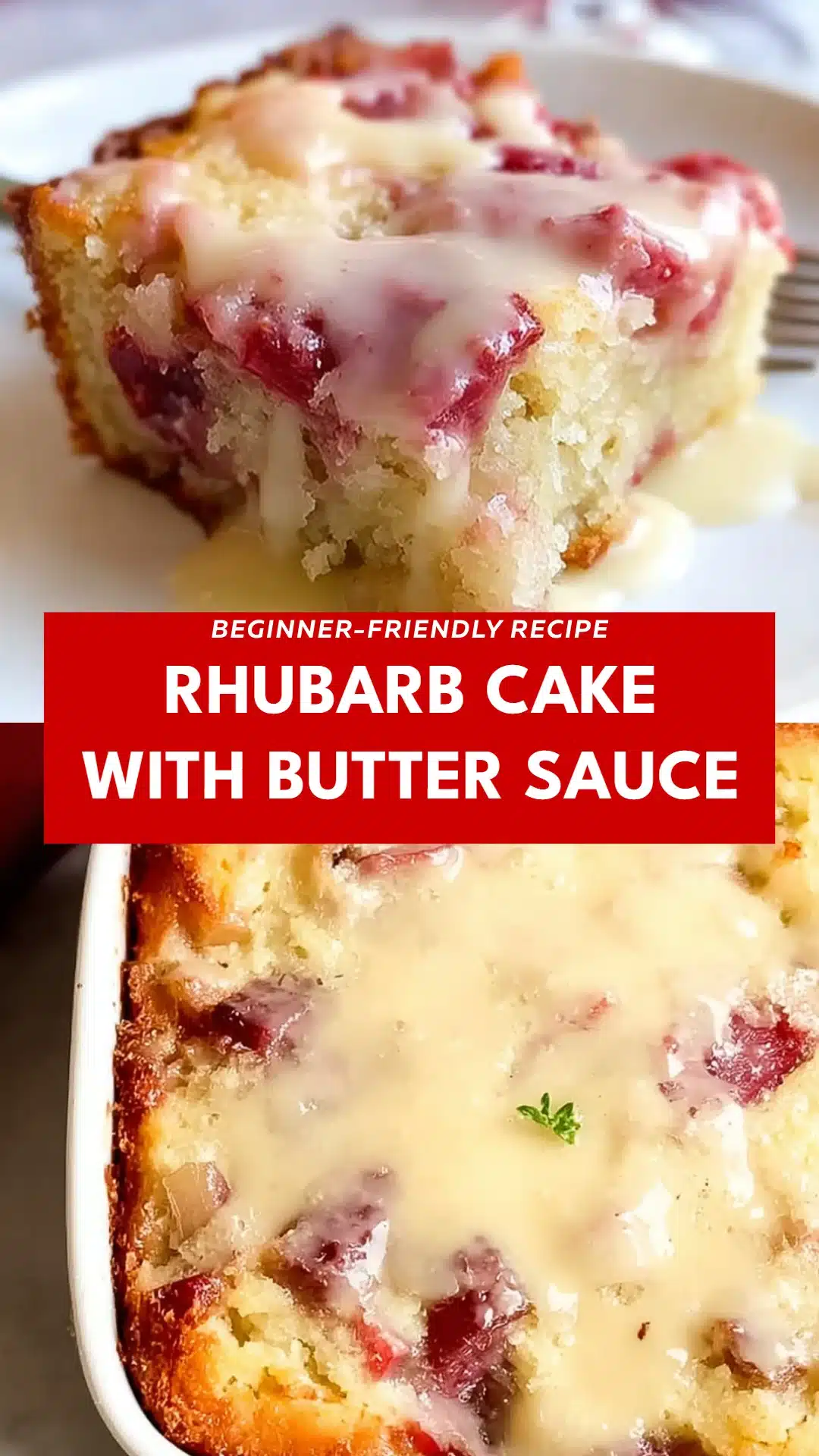 Rhubarb Cake with Butter Sauce