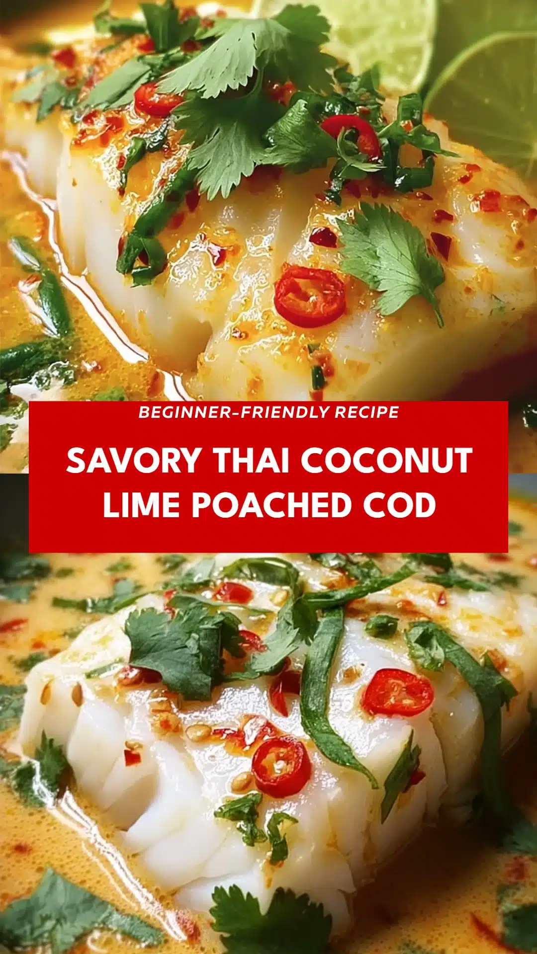 Savory Thai Coconut Lime Poached Cod