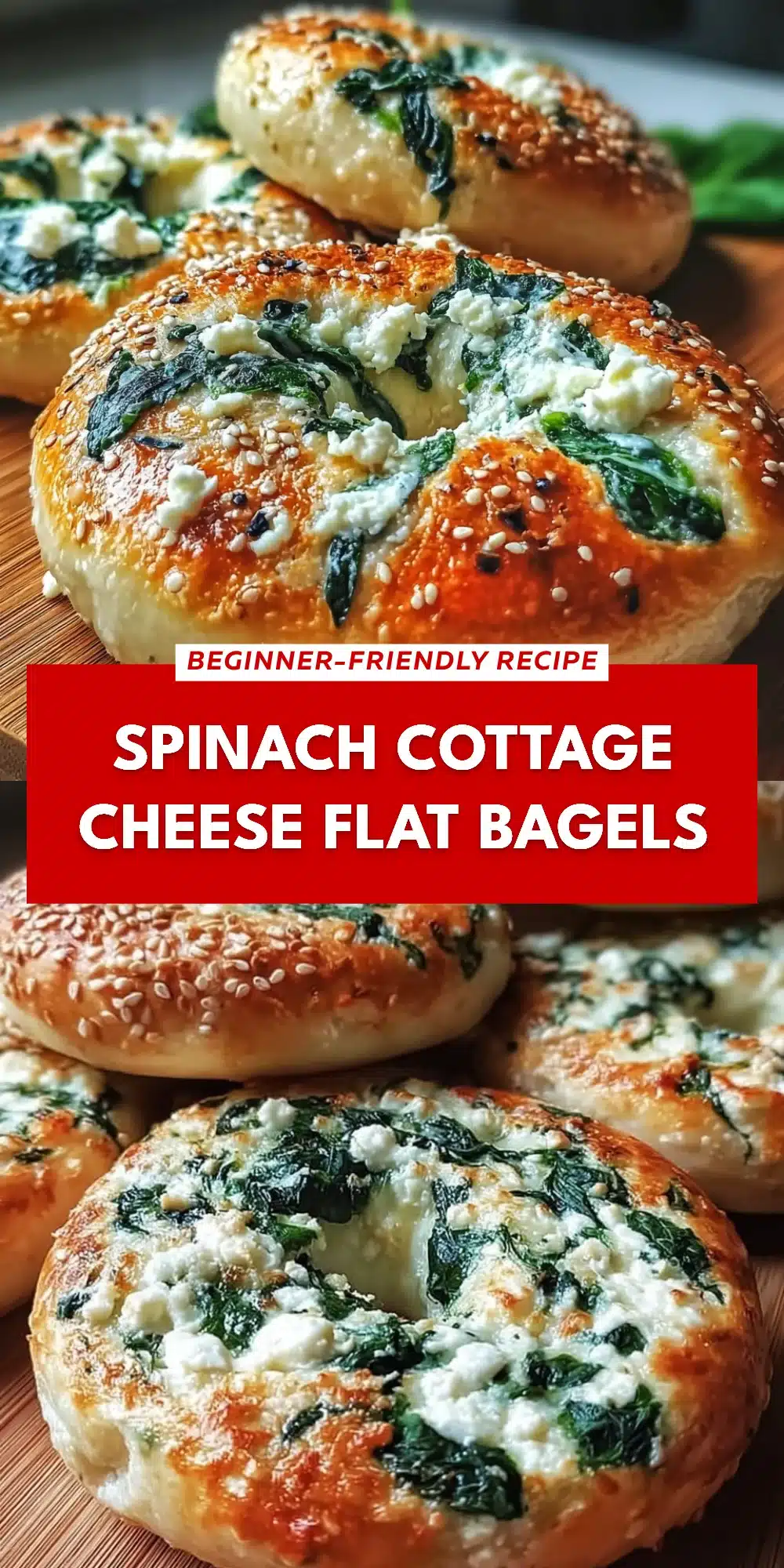 Spinach Cottage Cheese Flat Bagels