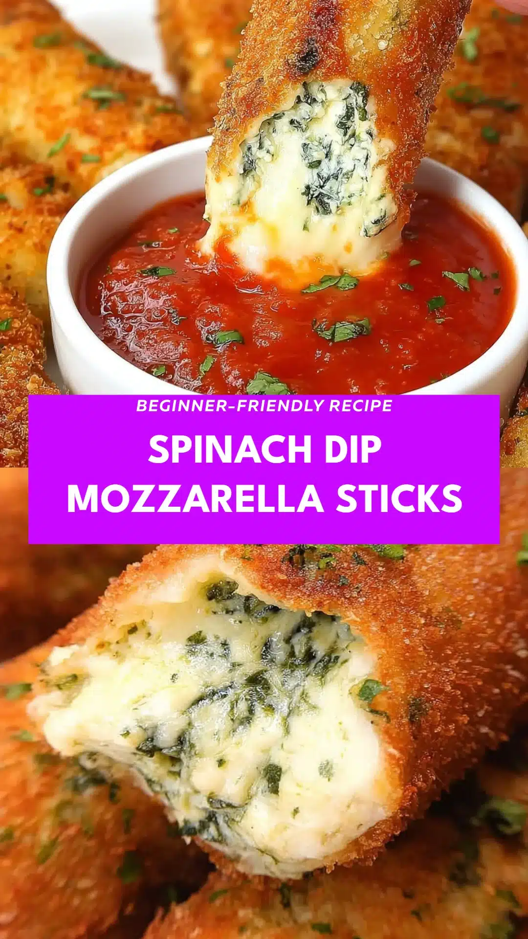 Spinach Dip Mozzarella Sticks