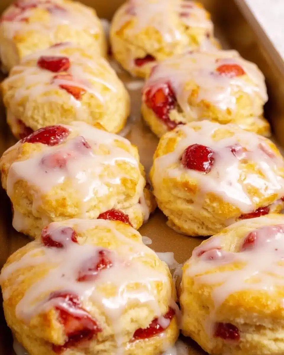 Delicious homemade strawberry biscuits with fresh berries