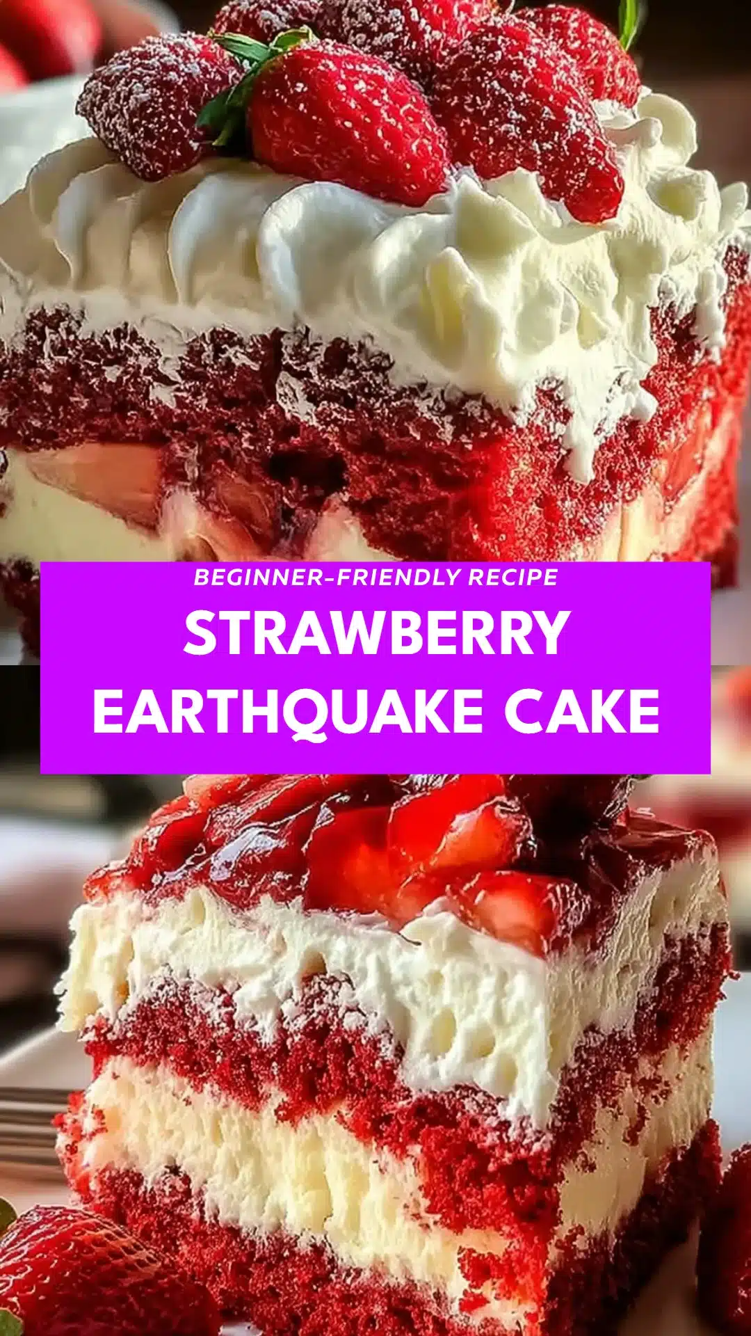 Strawberry Earthquake Cake